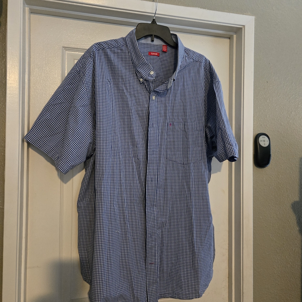 Izod Navy and White Checkered Men's Shirt